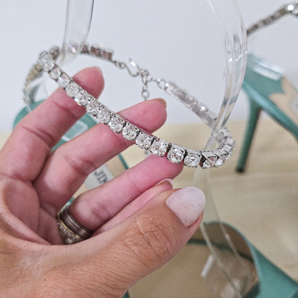 Jimmy Choo Saeda 100 Satin Crystal Embellished Sandals Size 39/9 - Picture 13 of 16